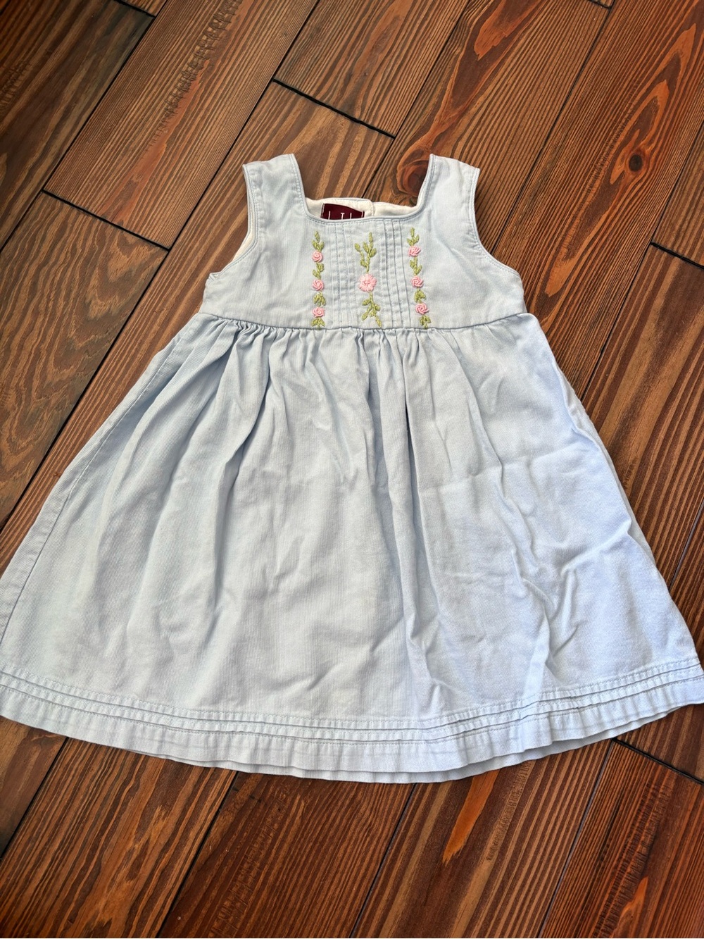Girls Light Blue Embroidered Sundress